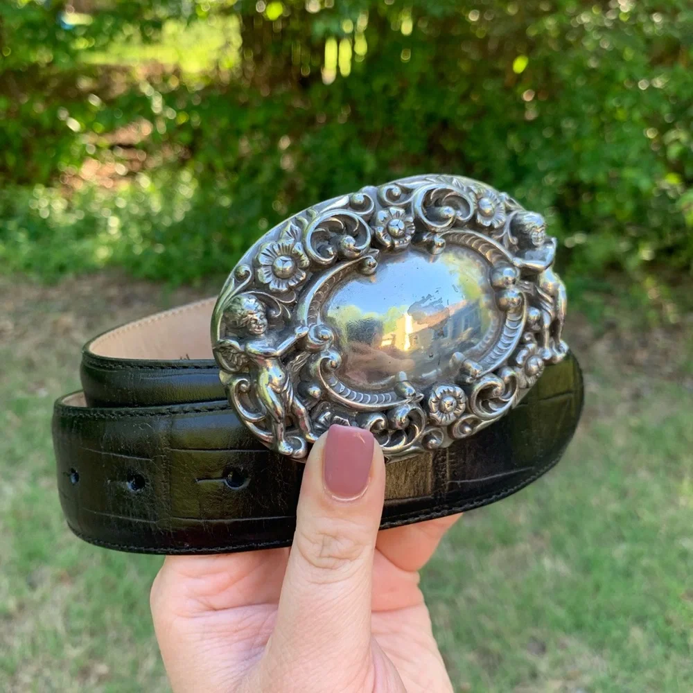 Vintage BrightonLeather Belt & Cherub Buckle